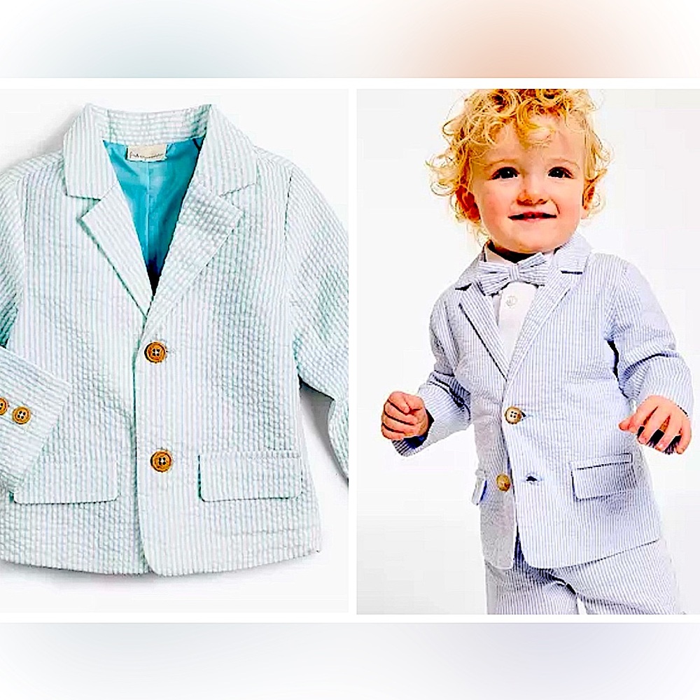First Impressions Baby Boys Seersucker Blazer Seafoam Green White Size 18 Mos